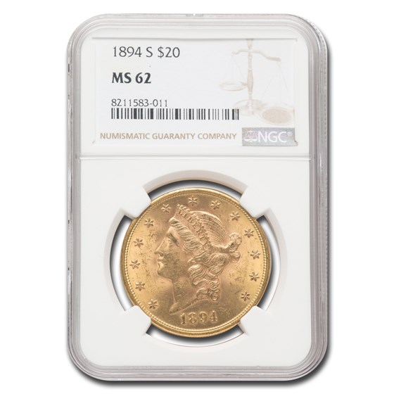 1894-S $20 Liberty Gold Double Eagle MS-62 NGC 1894-S $20 Liberty Gold Double Eagle MS-62 NGC
